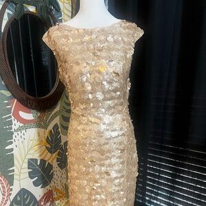 Sue Wong Gold Sequin Prom Dress